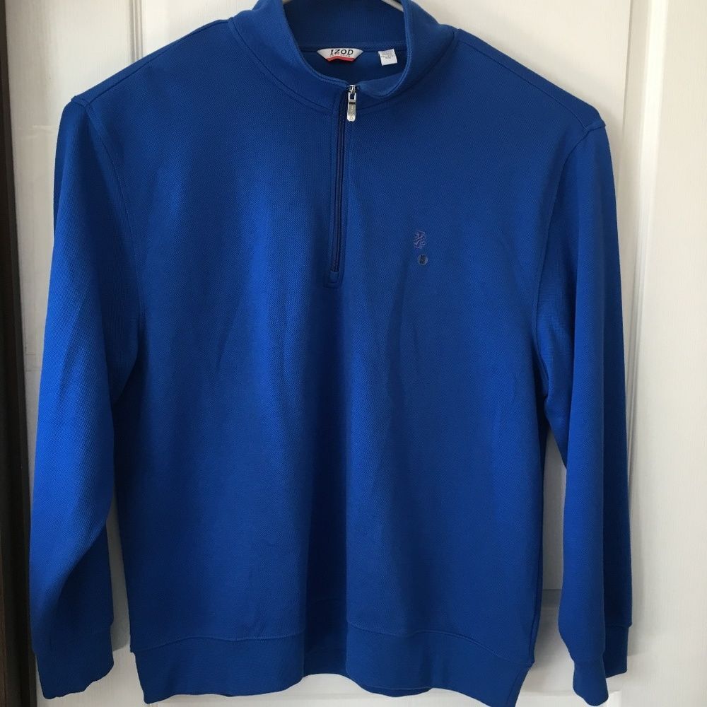 Mens 2XL IZOD Performance Blue 1/4 Zip Pullover Jacket Athletic